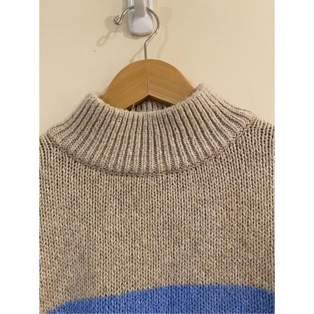 Aerie Blue and Tan Cowl Neck Sweater - Picture 4 of 4